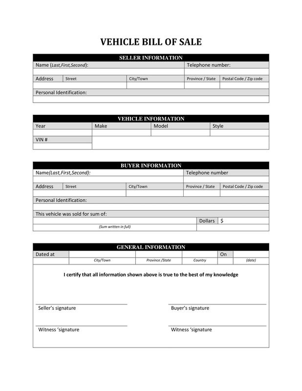 All-Terrain Vehicle (ATV) Proof Of Sale Form